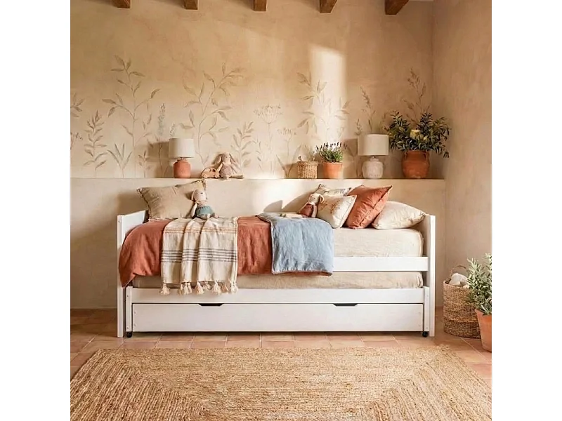 Cama nido compacta madera blanco 90x200 cm