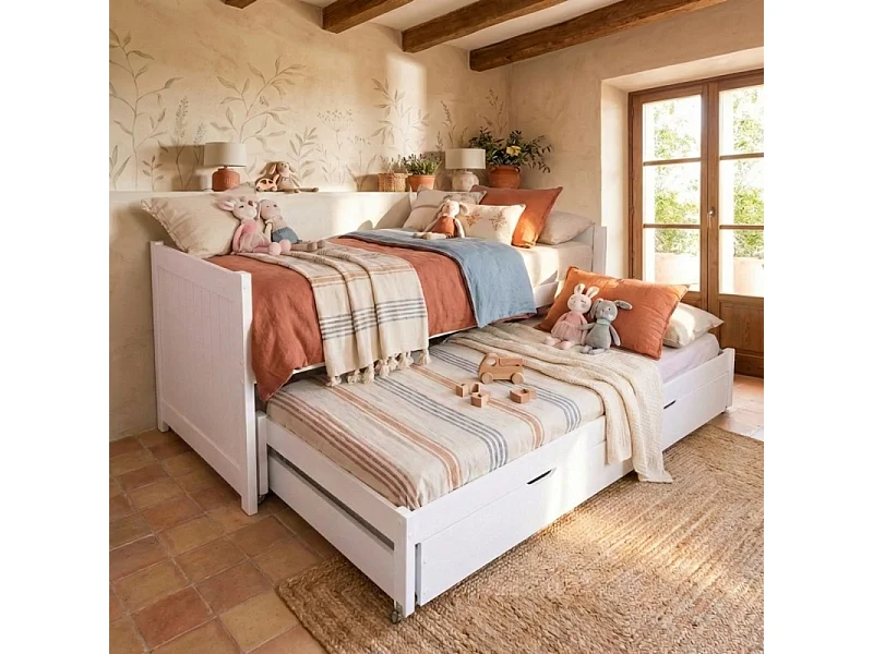 Cama nido compacta madera blanco 90x200 cm