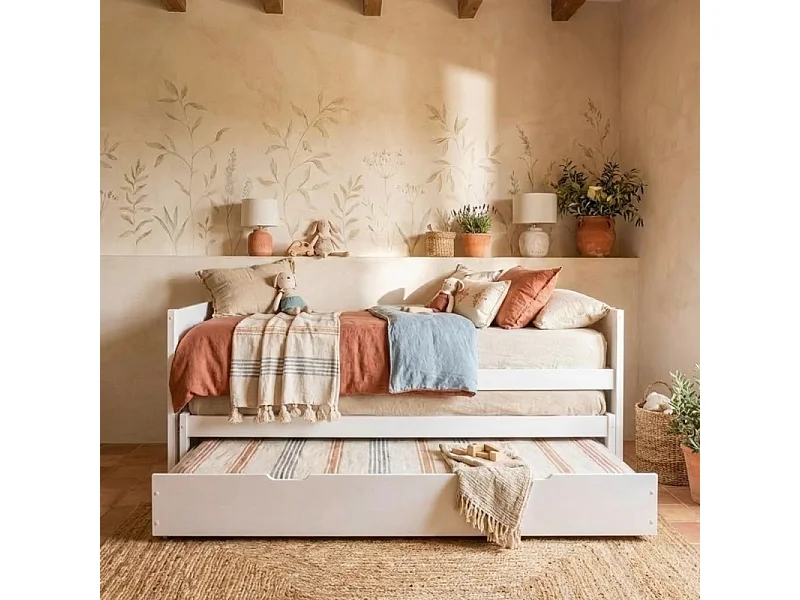 Cama nido compacta madera blanco 90x200 cm