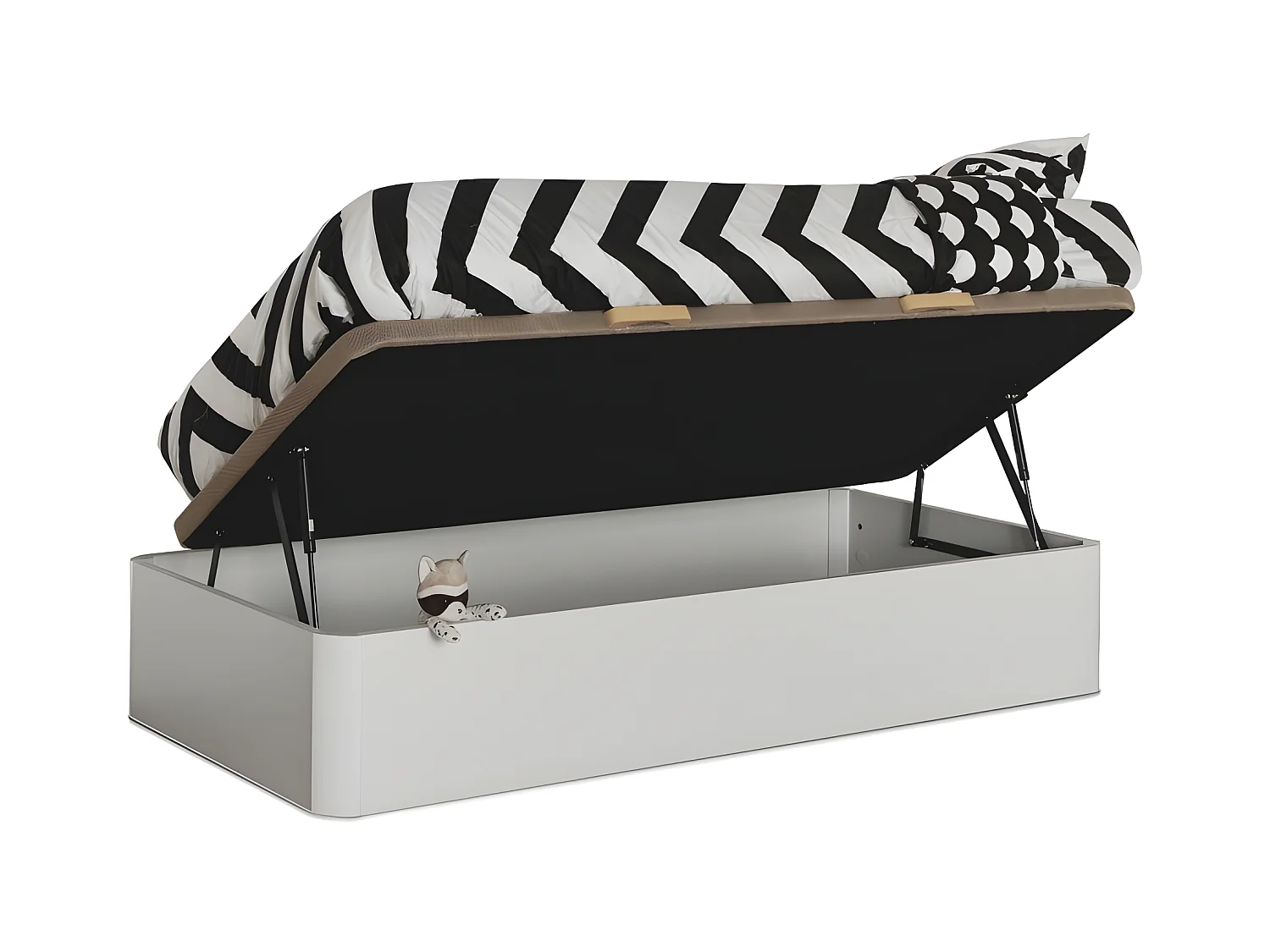 Lit coffre relevable latéral aggloméré blanc 90x190cm
