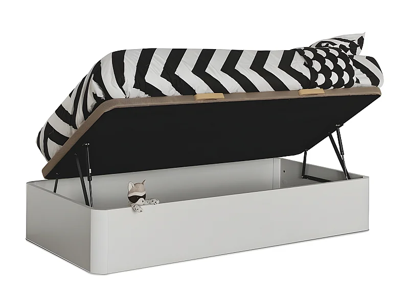 Lit coffre relevable latéral aggloméré blanc 90x190cm