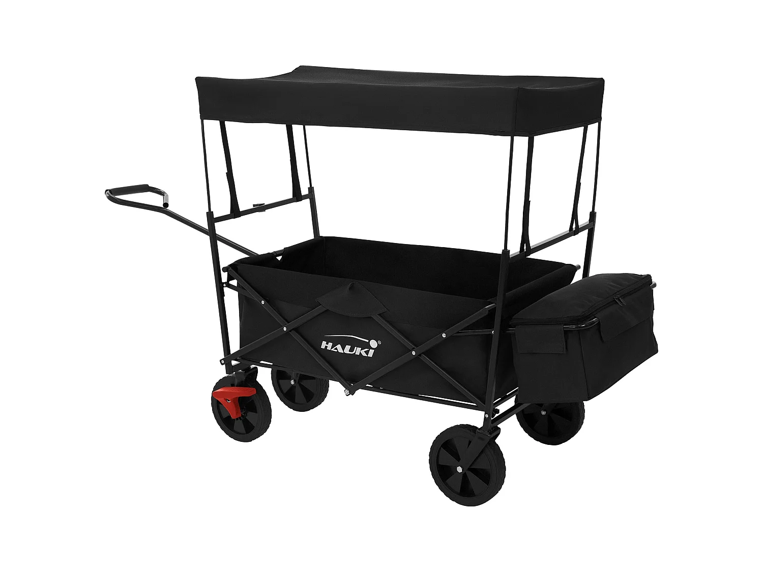 Chariot de transport pliable avec toit noir avec poches pour enfants charge 80kg