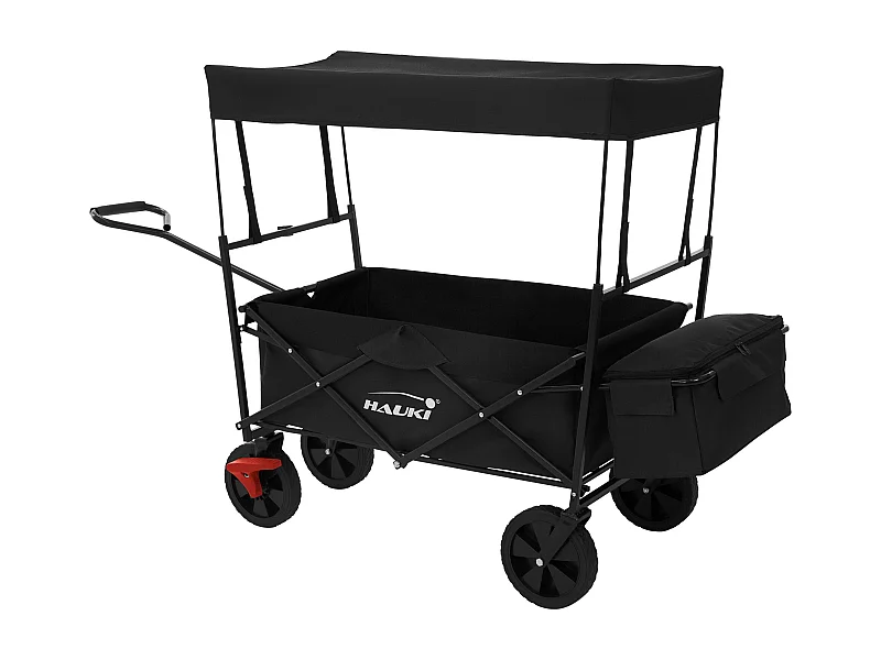 Chariot de transport pliable avec toit noir avec poches pour enfants charge 80kg