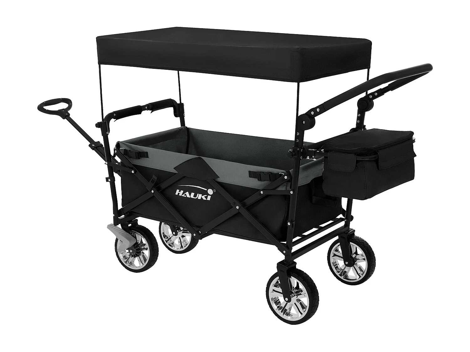 Carro de mano plegable con techo negro-gris carreta transporte carro de jardín