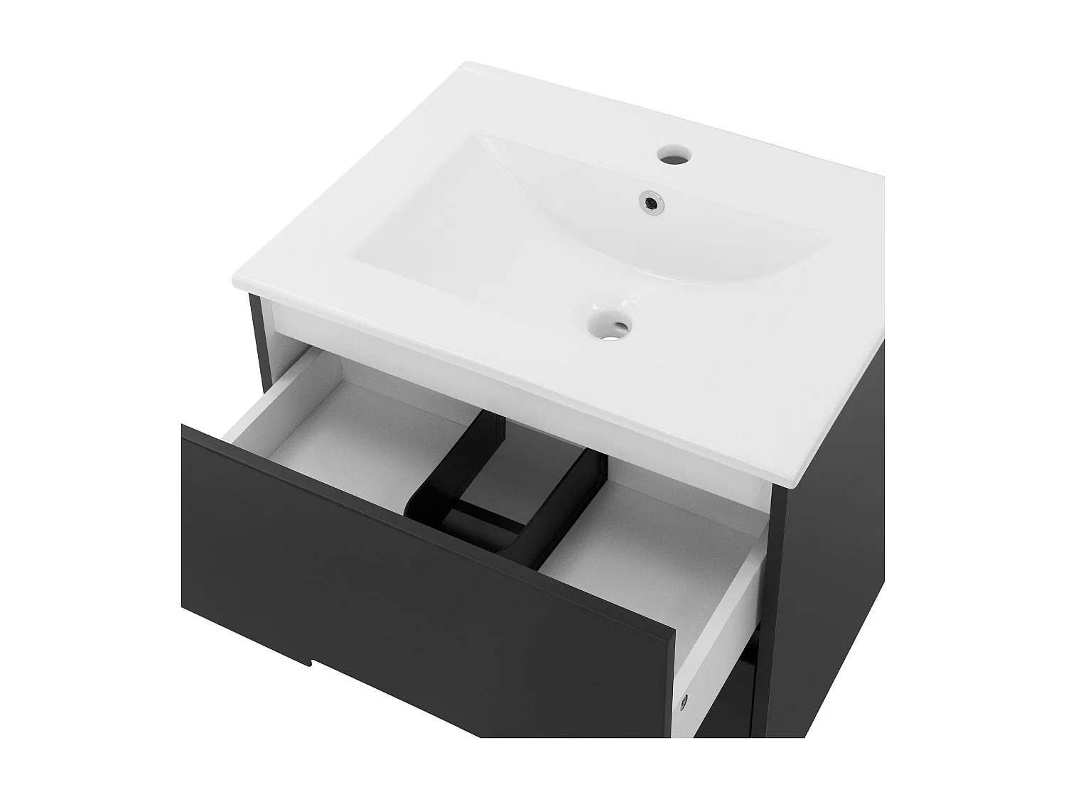 3 Pièces meuble salle de bain miroir LED blanc 60x60cm meuble bas gris et vasque