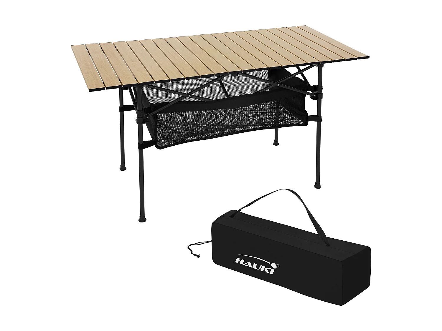 Mesa plegable de camping 118x55x64,5 cm de aluminio beige mueble multifuncional