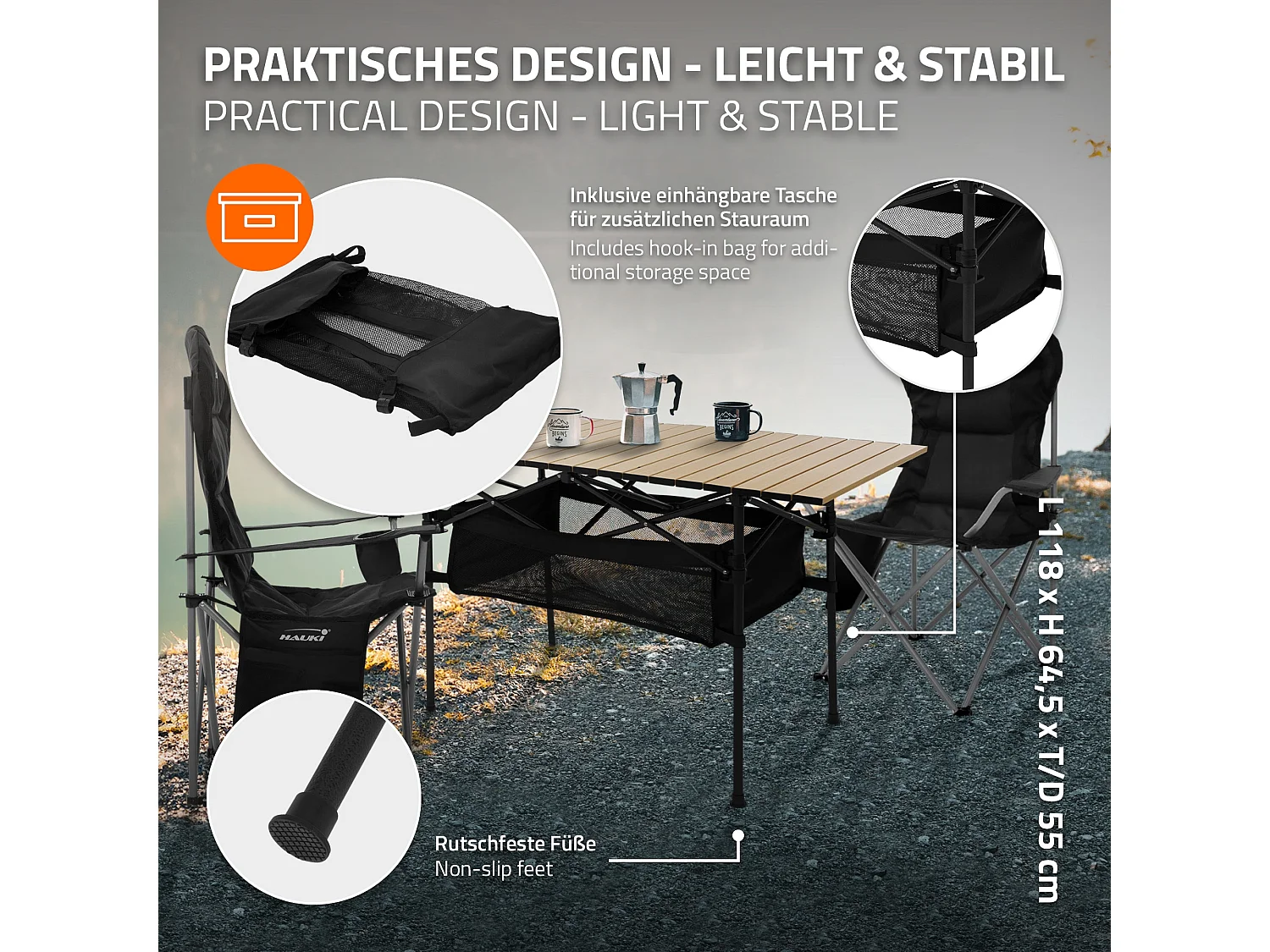 XXL Alu Table de camping Table pliante Table roulante Table de jardin pliante Sa