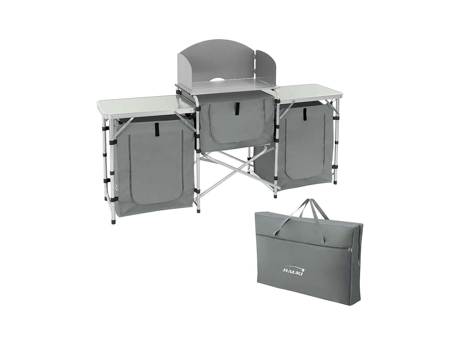 Cuisine de camping mobilier pliable gris armoire sac transport/étagères à ranger