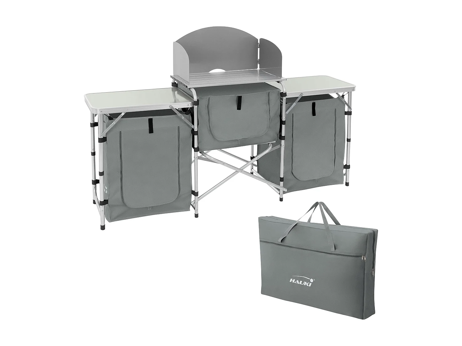 Cuisine de camping mobilier pliable gris armoire sac transport/étagères à ranger