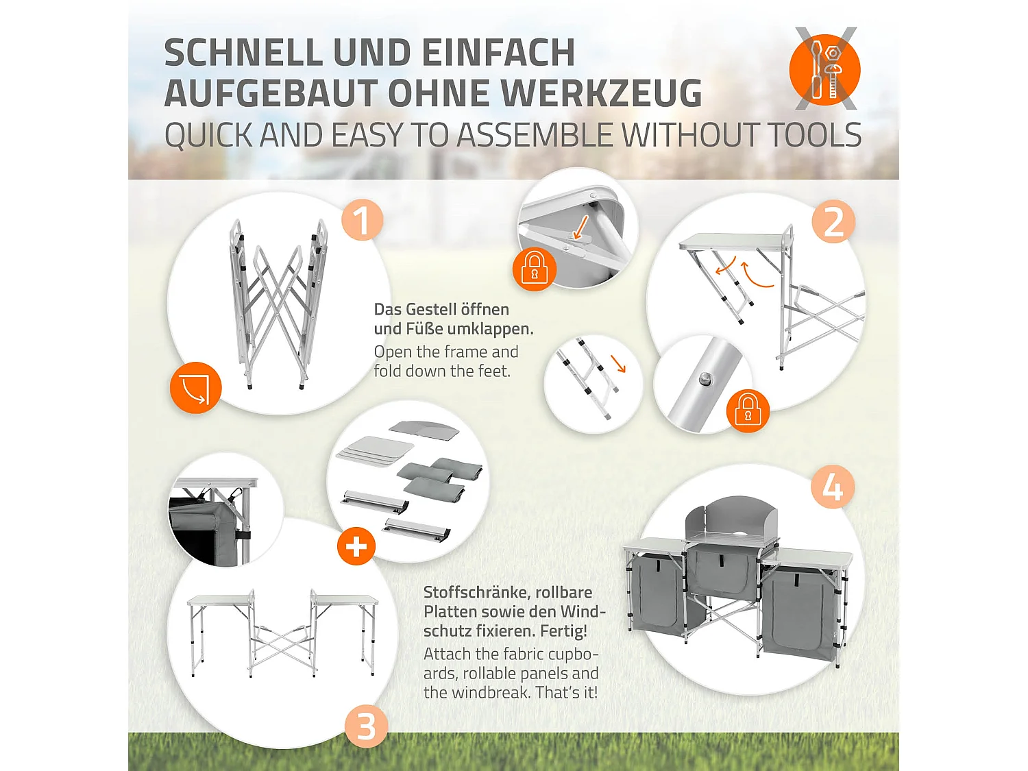 Cuisine de camping mobilier pliable gris armoire sac transport/étagères à ranger