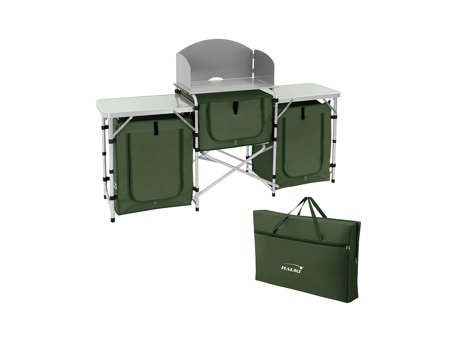 Cuisine de camping mobilier pliable kaki armoire sac transport/étagères à ranger