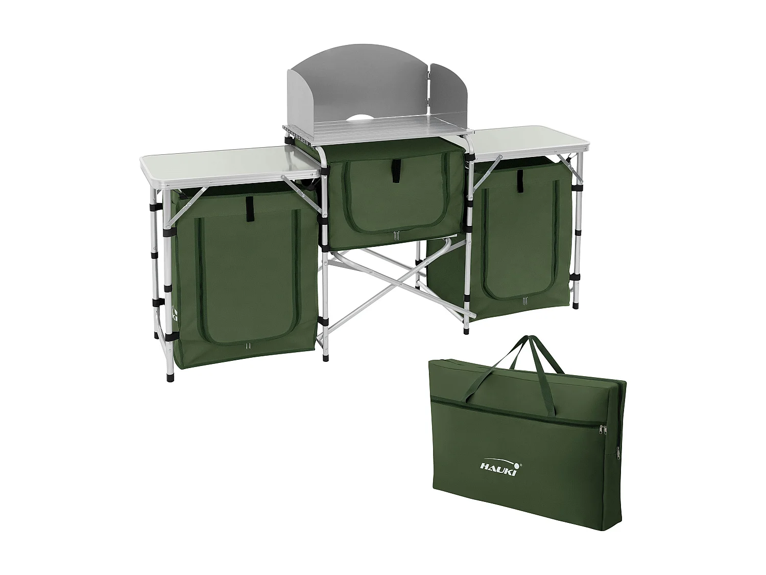 Cuisine de camping mobilier pliable kaki armoire sac transport/étagères à ranger