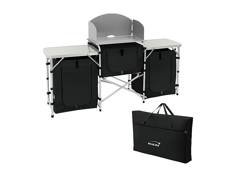 Hauki mueble cocina para camping plegable negro armario portátil multifuncional