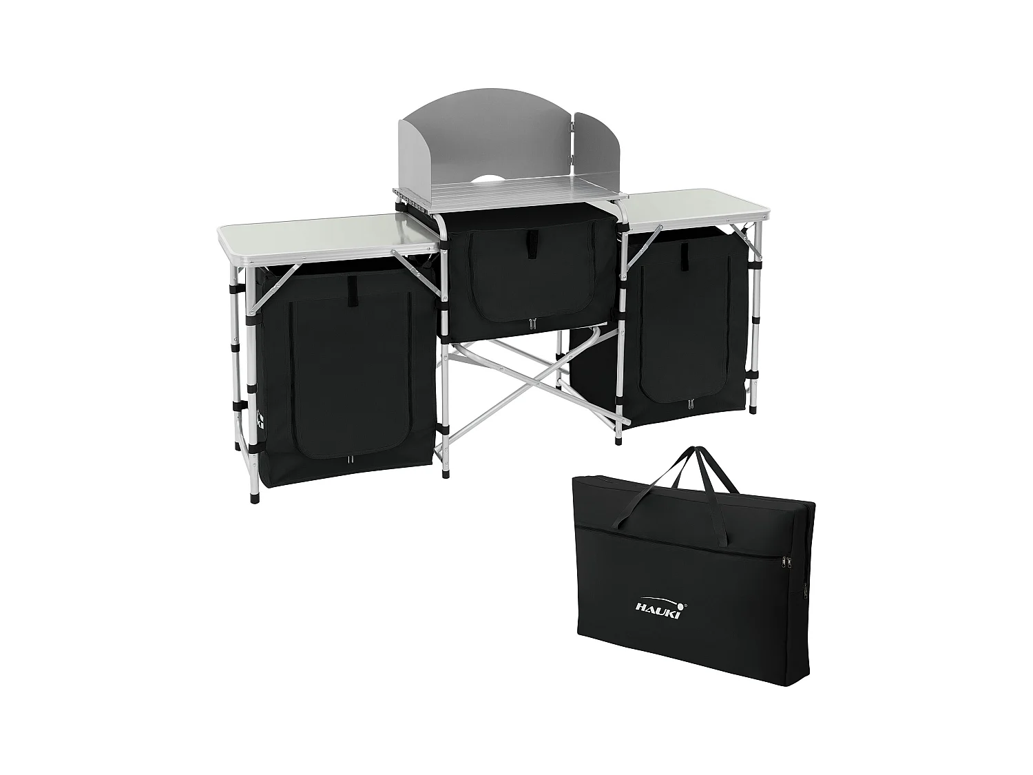 Cuisine de camping mobilier pliable noir armoire sac transport/étagères à ranger