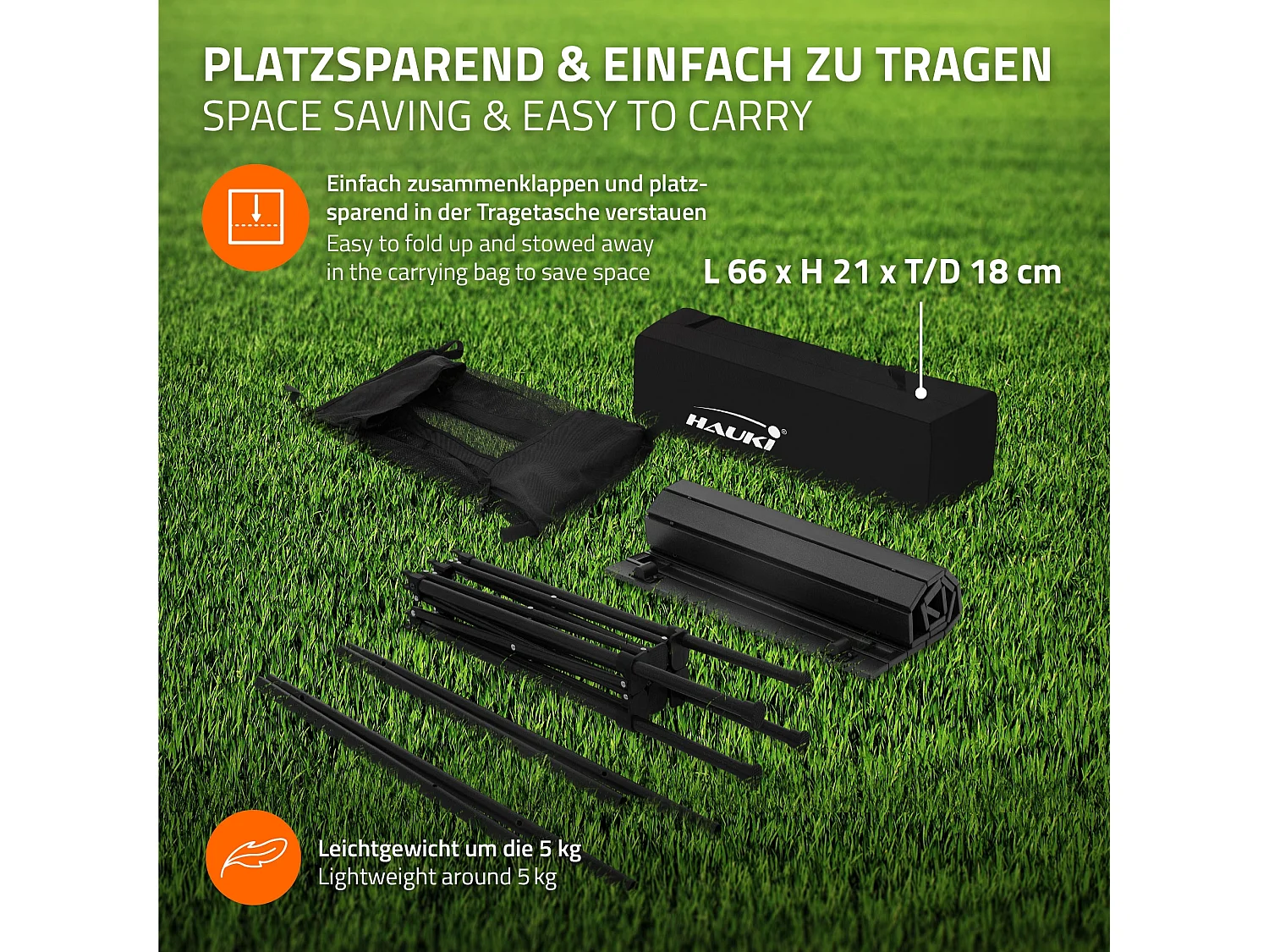 Table de camping pliante noire en aluminium 118x55x64,5 cm avec sac de transport