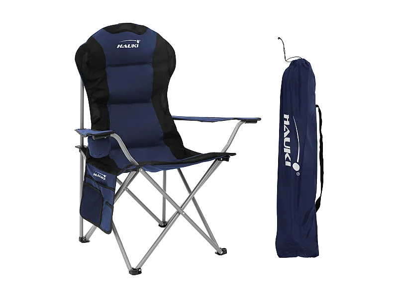 Silla plegable de camping azul asiento de pesca con portavasos y bolsa guardado
