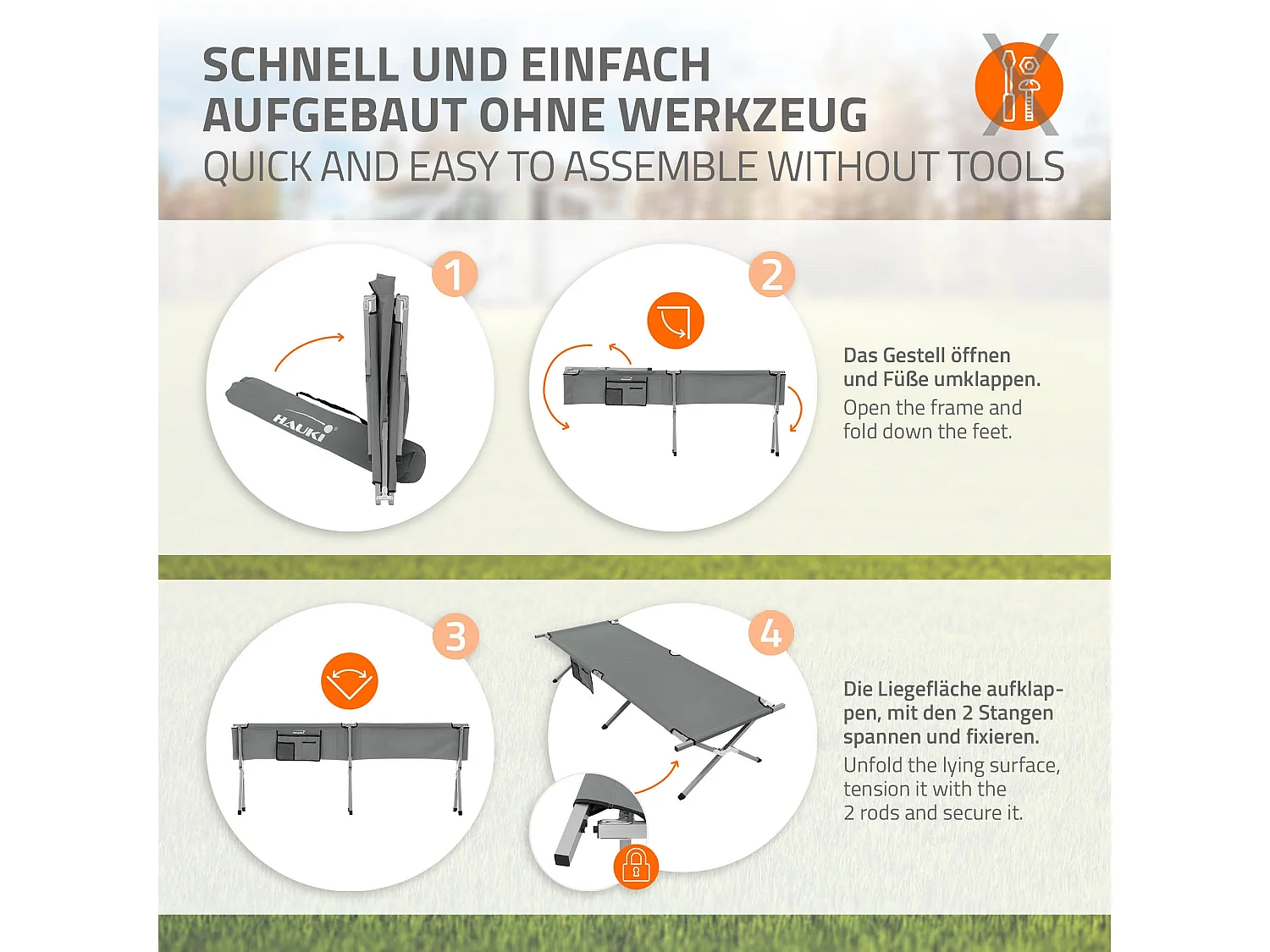 XL lit de camping pliant métal gris 210cm avec sac de transport lit invité 150kg