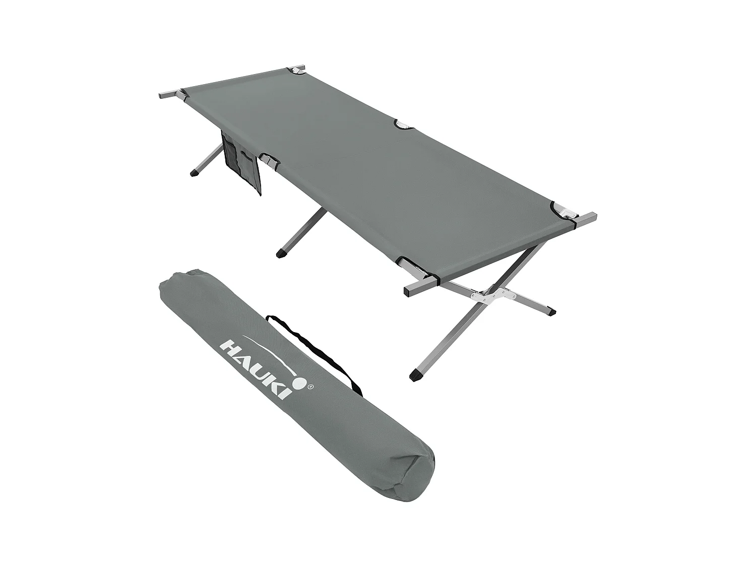 XL lit de camping pliant métal gris 210cm avec sac de transport lit invité 150kg