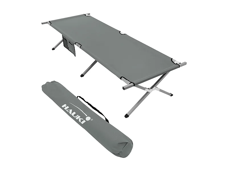 XL lit de camping pliant métal gris 210cm avec sac de transport lit invité 150kg