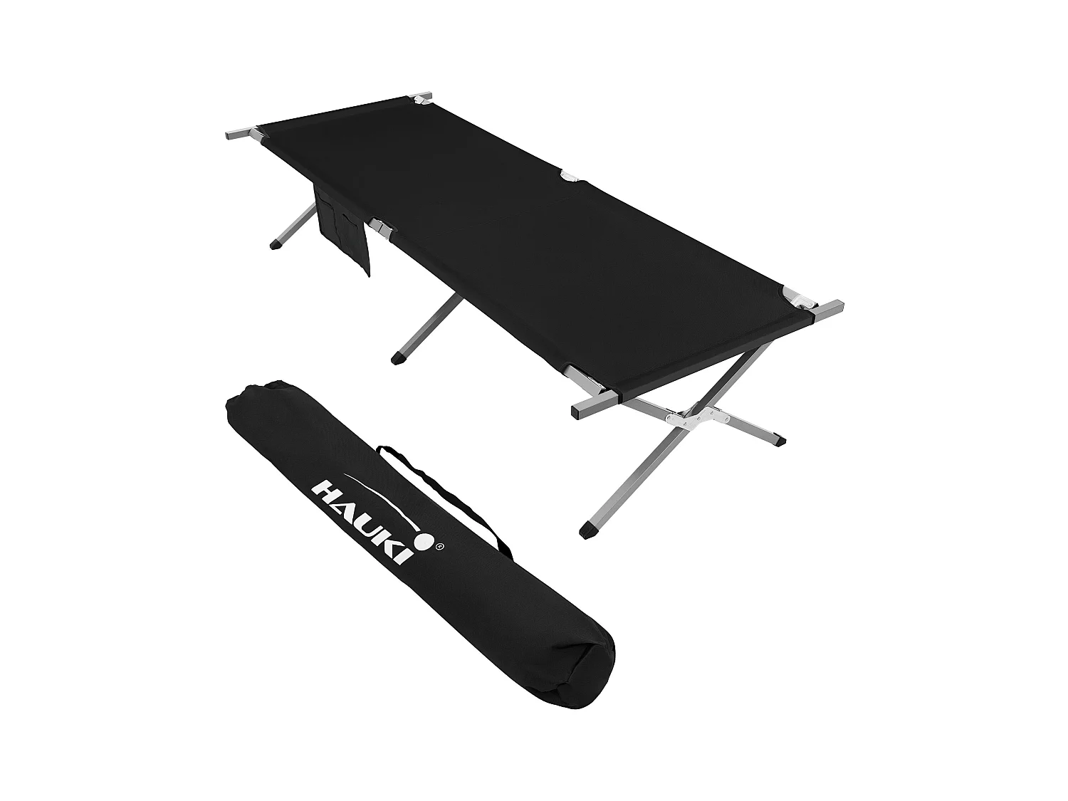 XL lit de camping pliant métal noir 210cm avec sac de transport lit invité 150kg