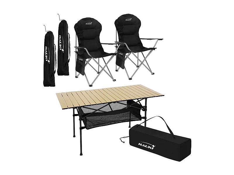 Set da campeggio con 2 sedie tavolino pieghevole beige camping borsa trasporto