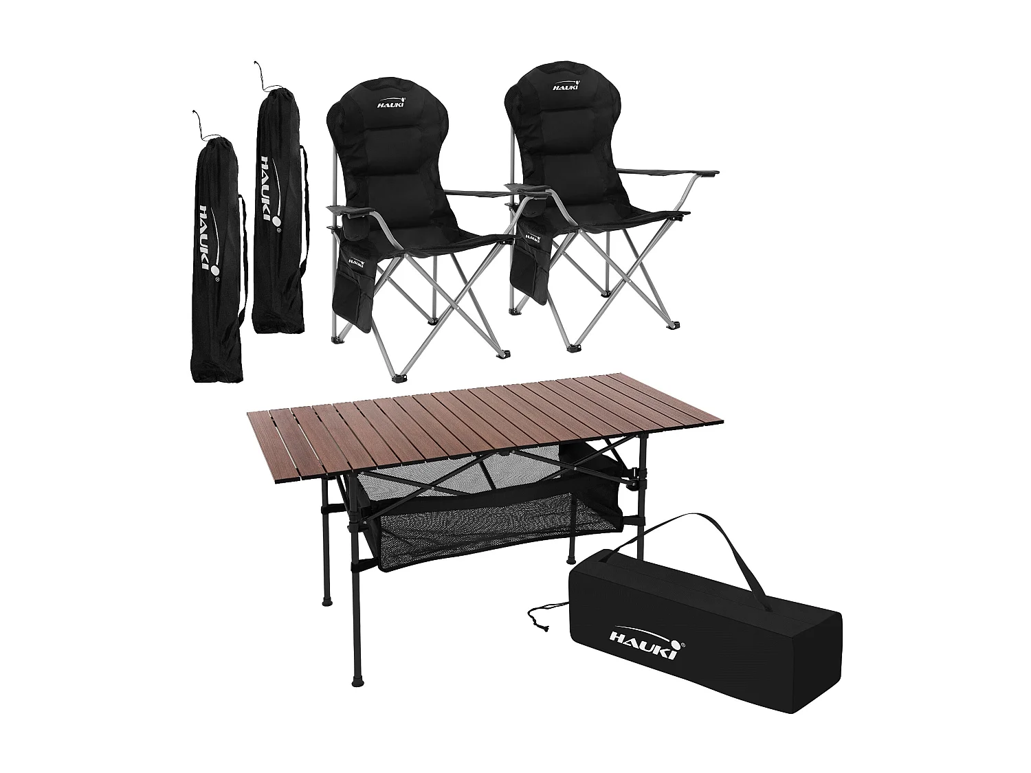 Set da campeggio con 2 sedie tavolino pieghevole marrone camping borsa trasporto