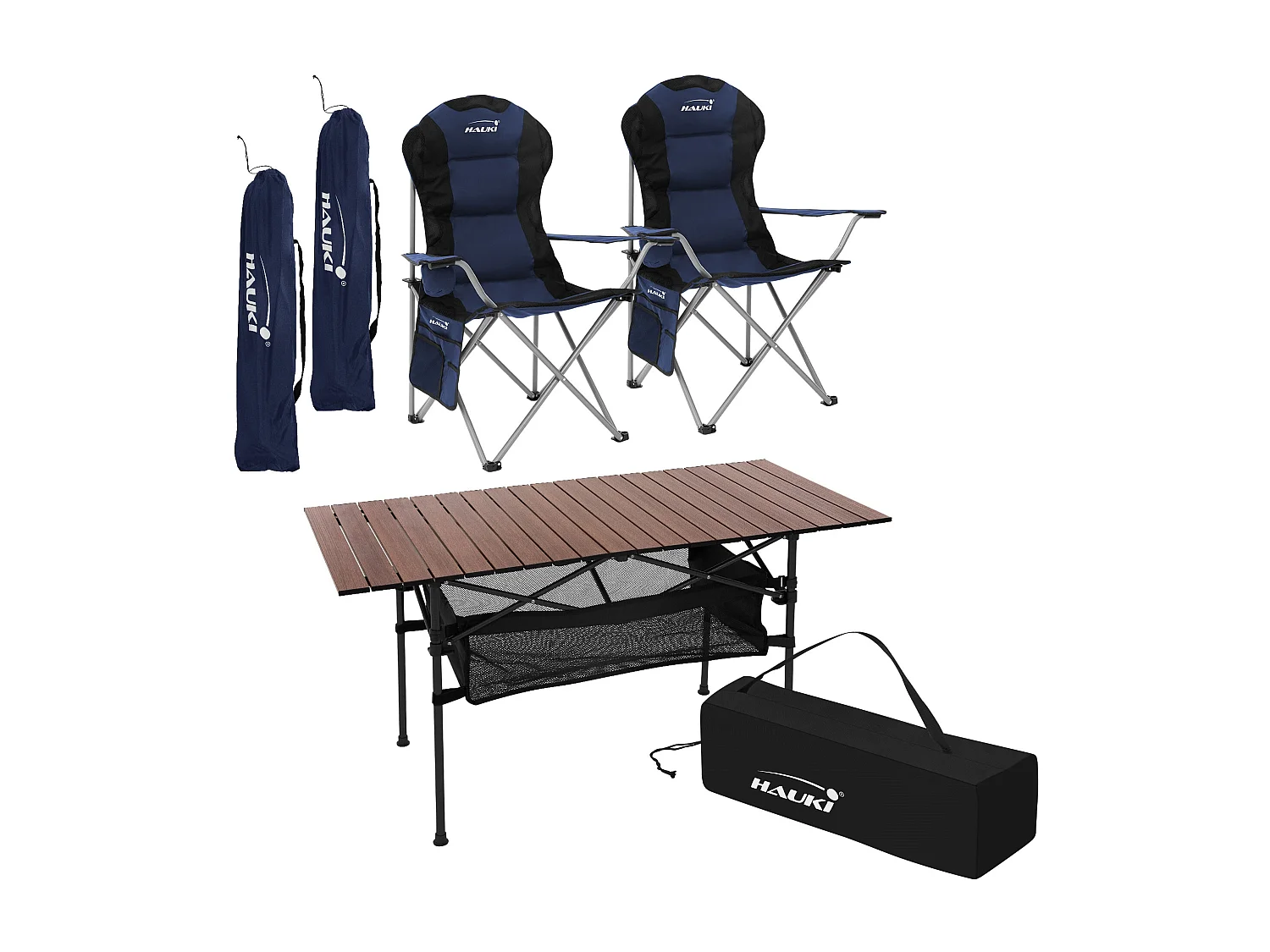 Set da campeggio con 2 sedie tavolino pieghevole marrone camping borsa trasporto