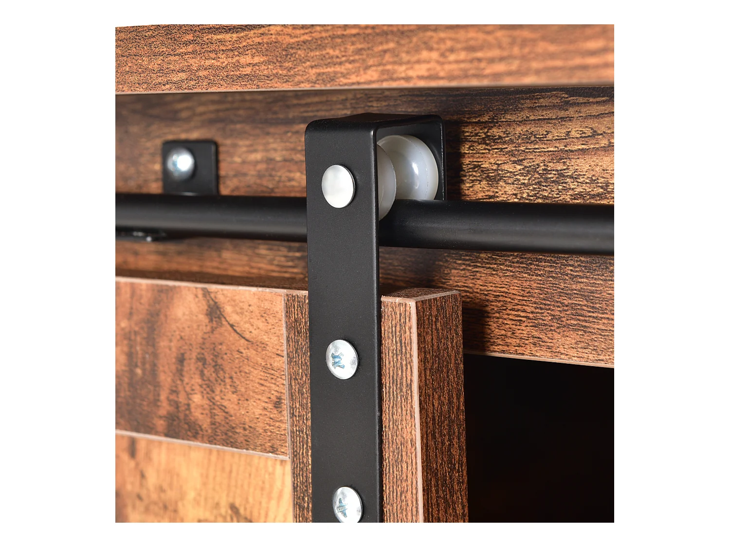 TV-meubel in industriële stijl met 2 schuifdeuren - Verstelbare plank - Voor TV's tot 50" - Vintage bruin