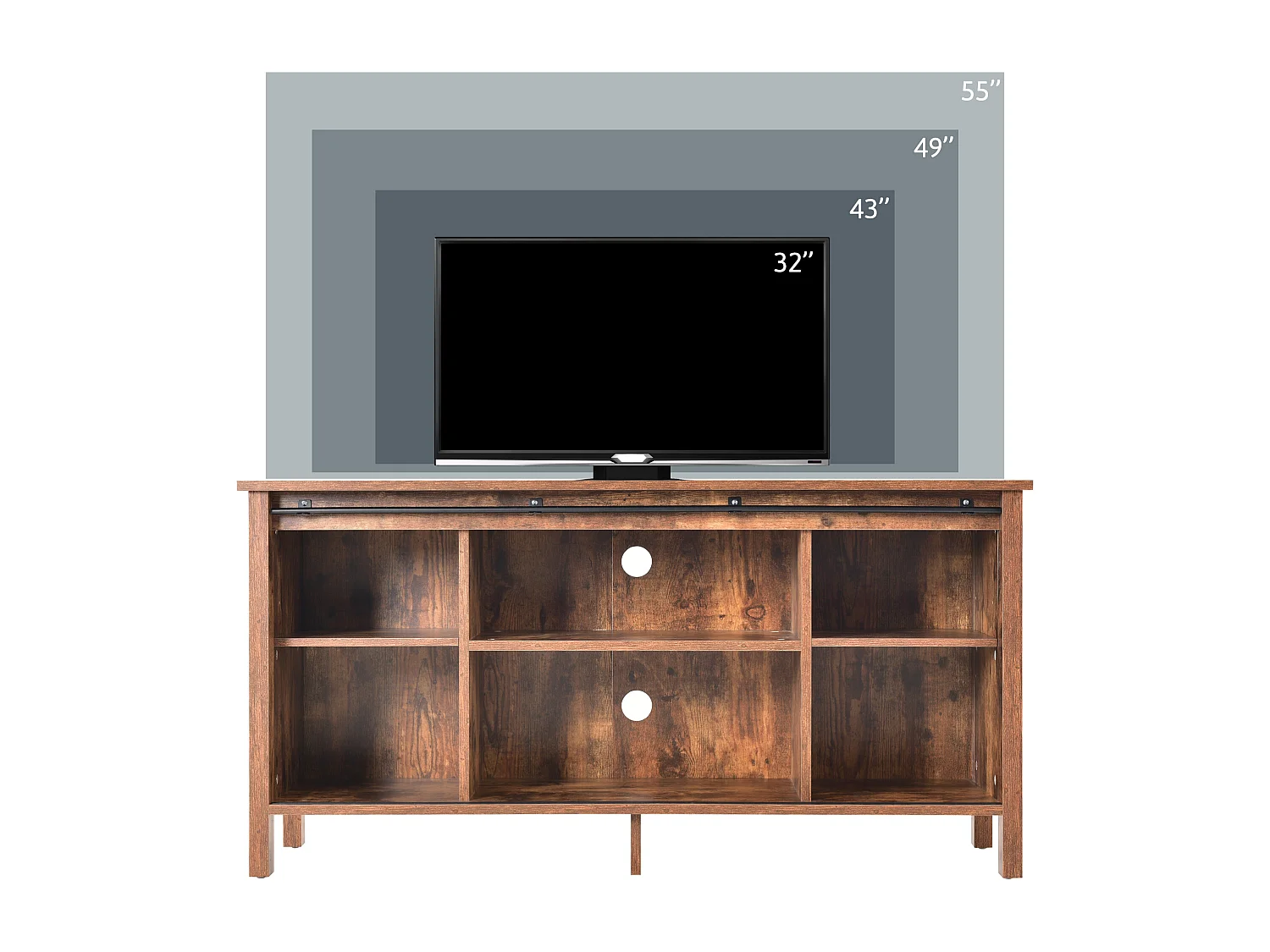 TV-meubel in industriële stijl met 2 schuifdeuren - Verstelbare plank - Voor TV's tot 50" - Vintage bruin