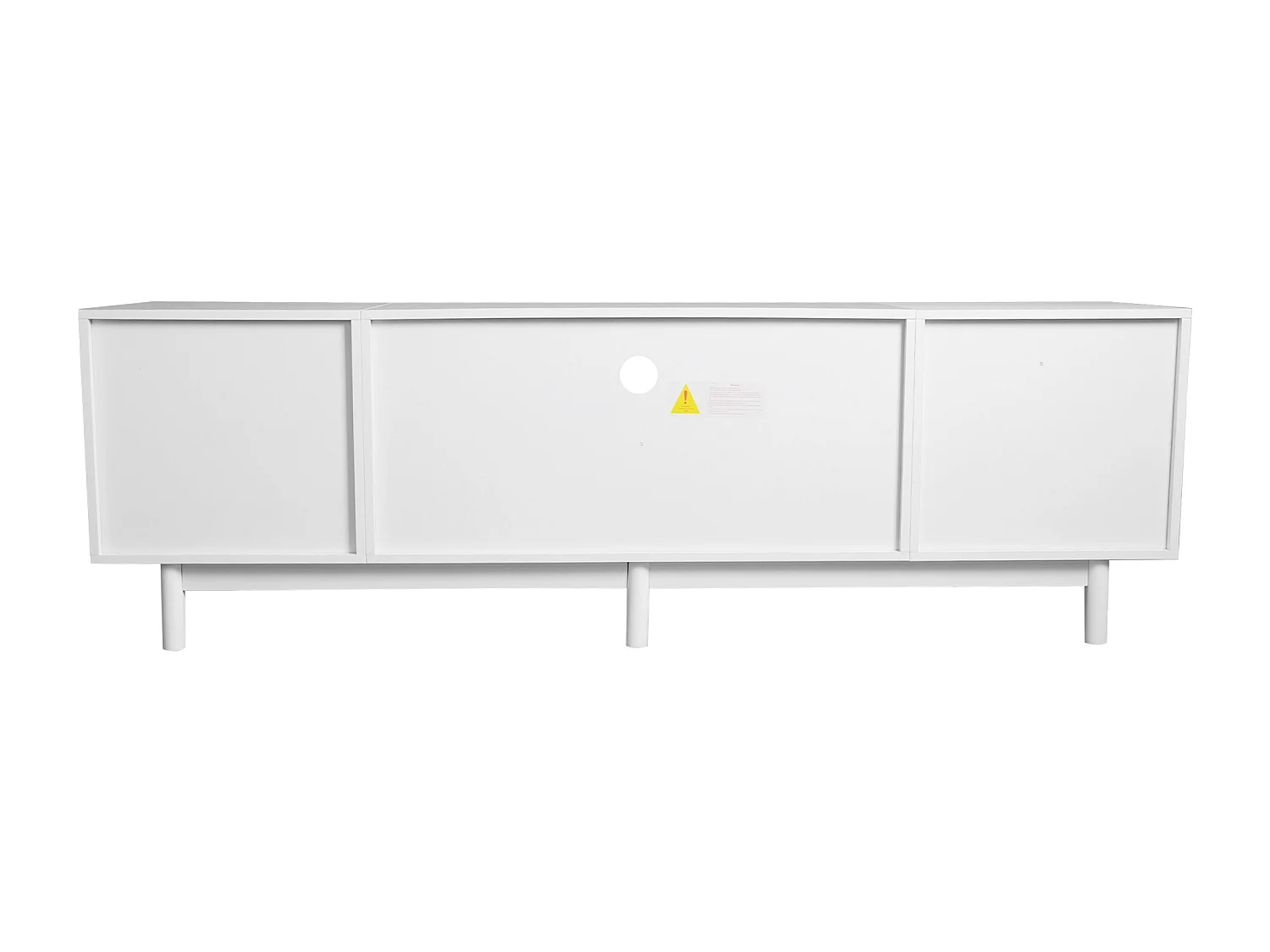 Mueble para TV, Mueble para TV de 180 cm con 2 puertas y 2 cajones, Para televisores de hasta 80", Diseño de ratán, Blanco
