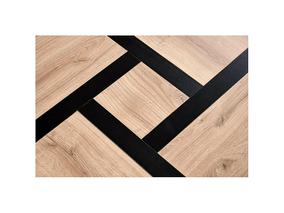 Mesa de centro de diseño en negro mate y aspecto roble con 4 cajones Flax