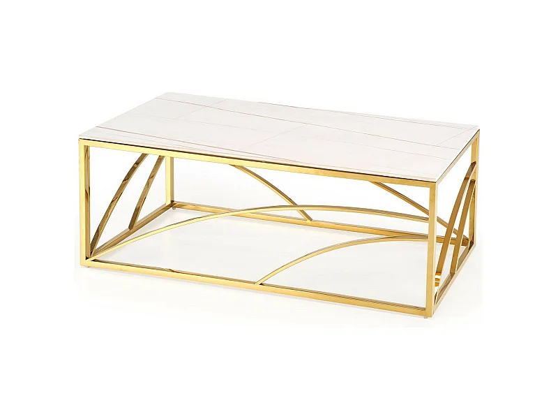 Table basse design 120 x 60 cm aspect marbre blanc Mallow