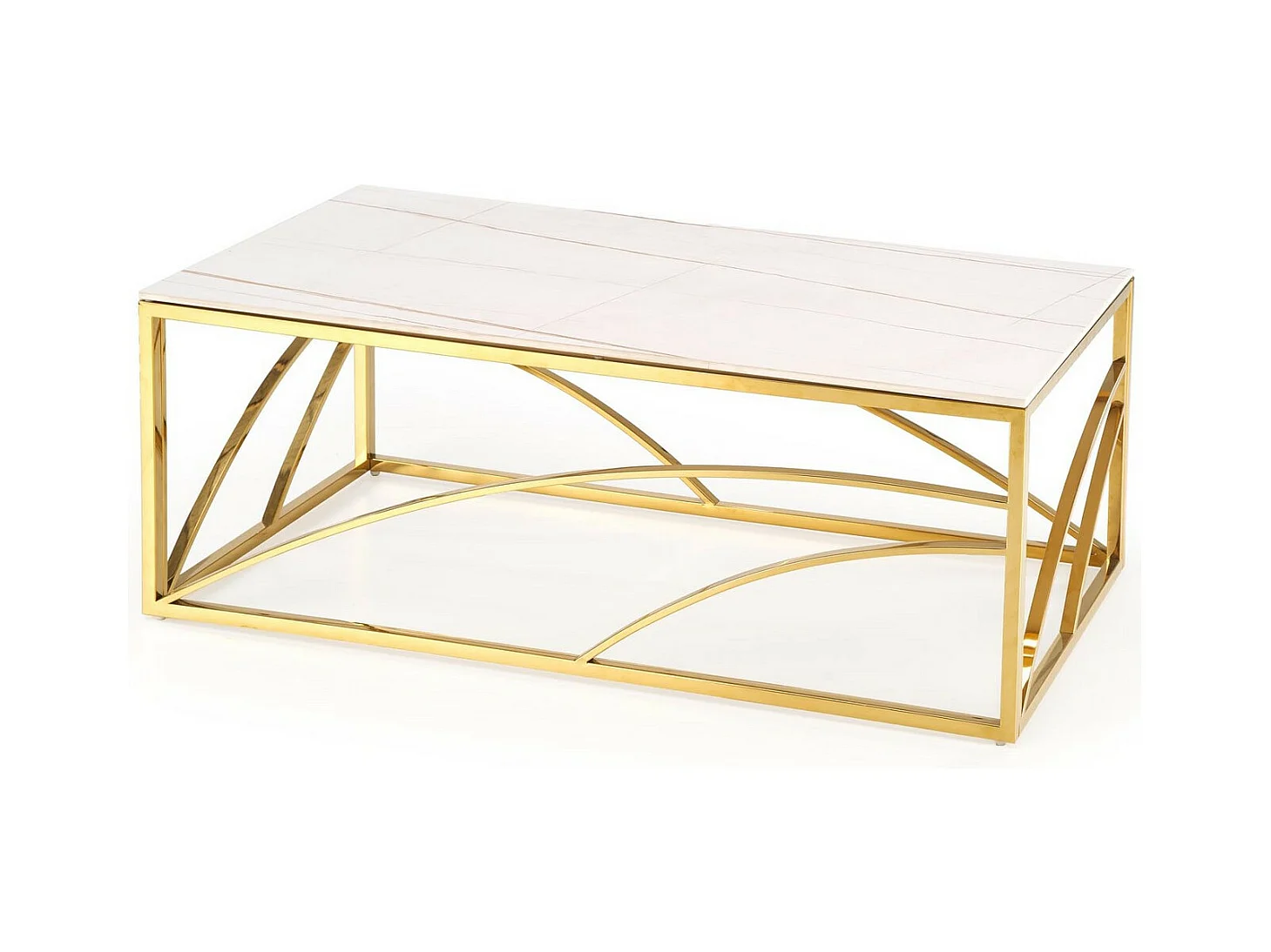 Table basse design 120 x 60 cm aspect marbre blanc Mallow