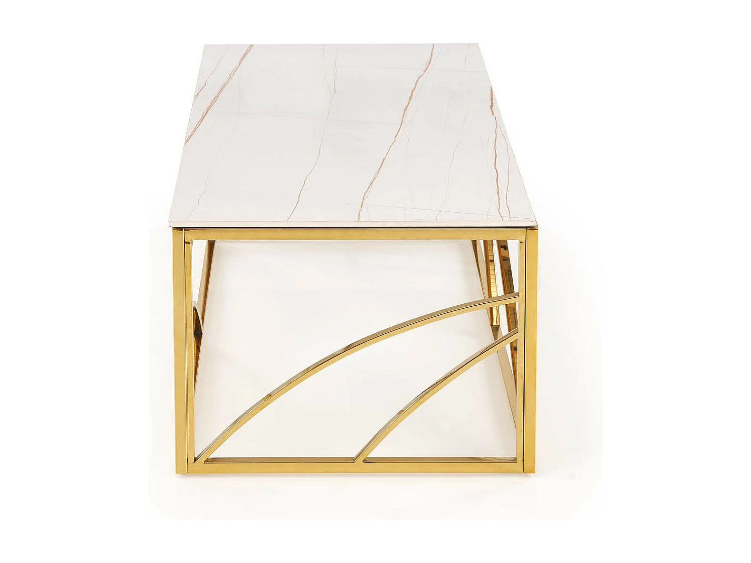 Mesa de centro de diseño Mallow de 120 x 60 cm con aspecto de mármol blanco