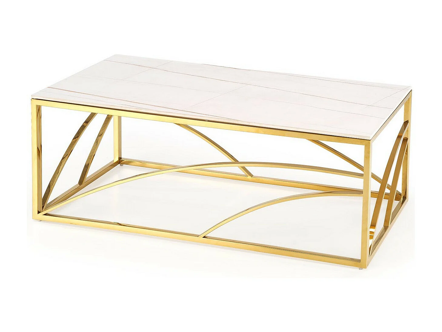 Table basse design 120 x 60 cm aspect marbre blanc Mallow