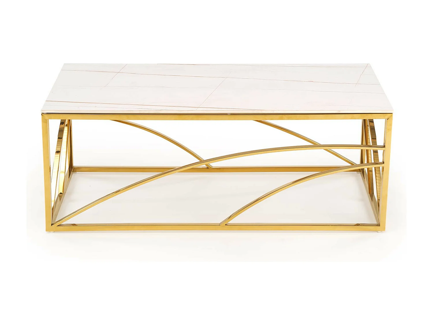 Table basse design 120 x 60 cm aspect marbre blanc Mallow