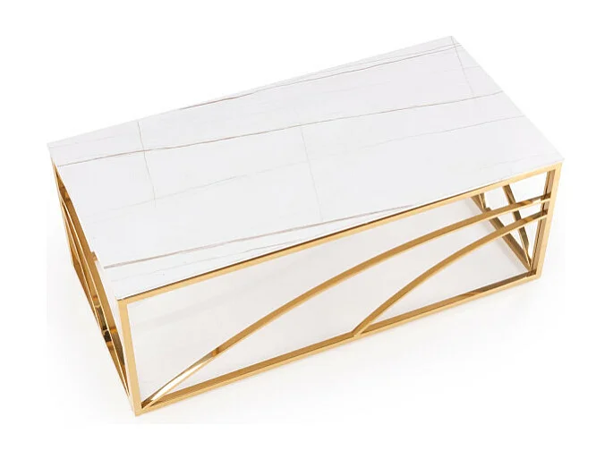 Table basse design 120 x 60 cm aspect marbre blanc Mallow