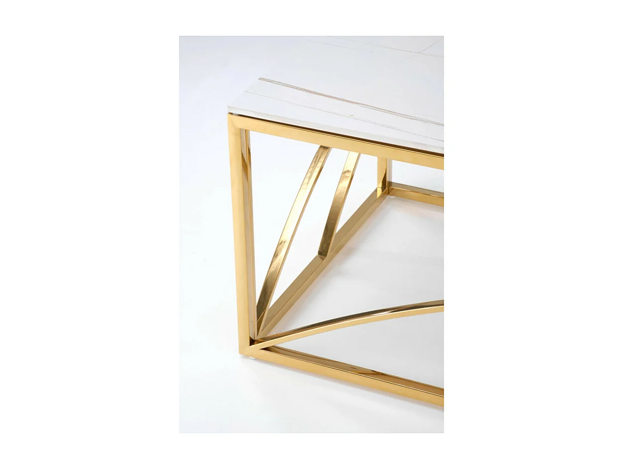 Table basse design 120 x 60 cm aspect marbre blanc Mallow