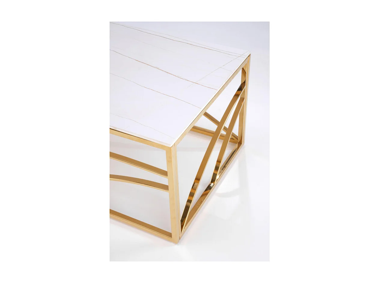 Table basse design 120 x 60 cm aspect marbre blanc Mallow