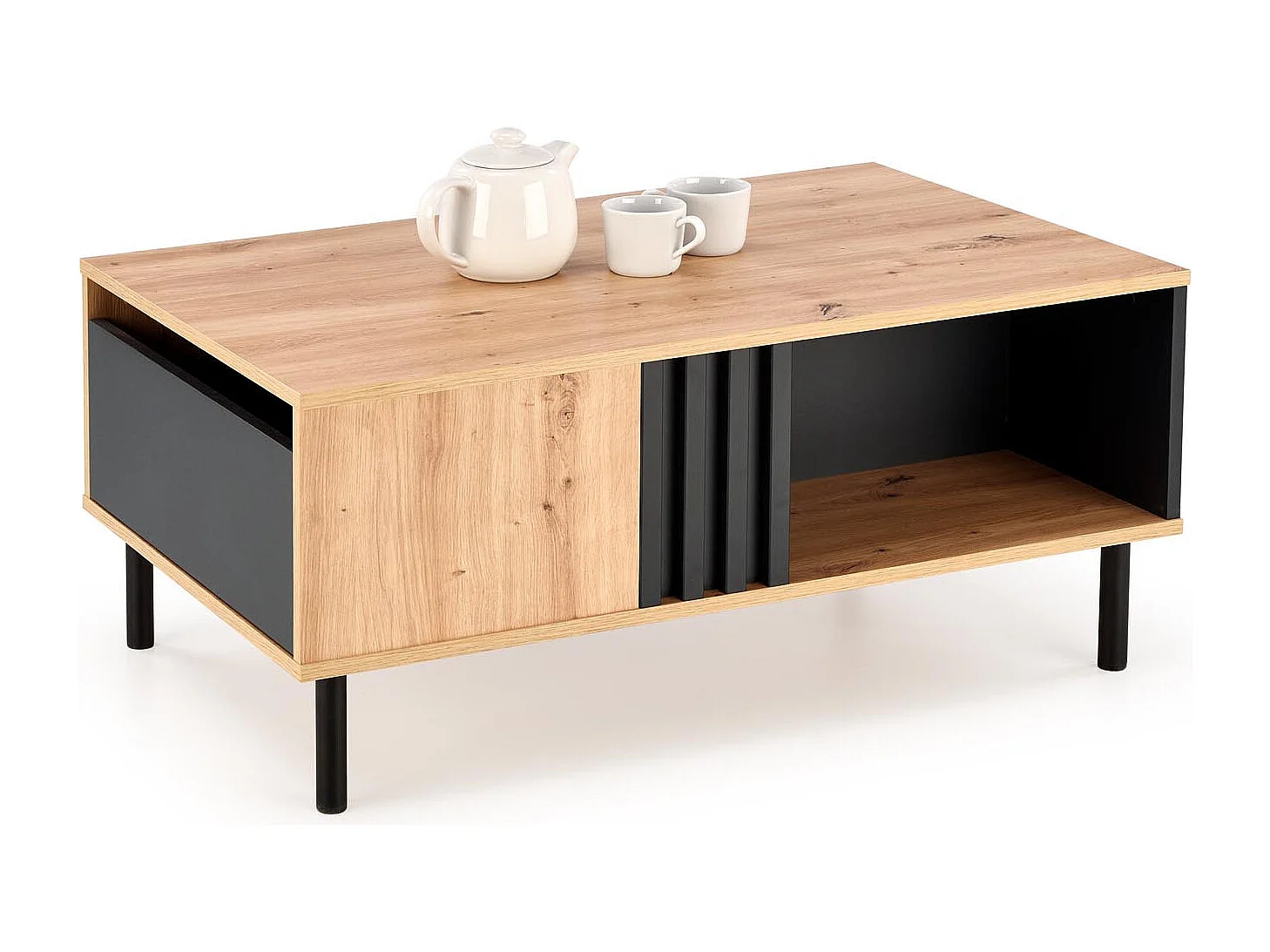 Table basse de style industriel avec tiroir et niche de rangement Marigold