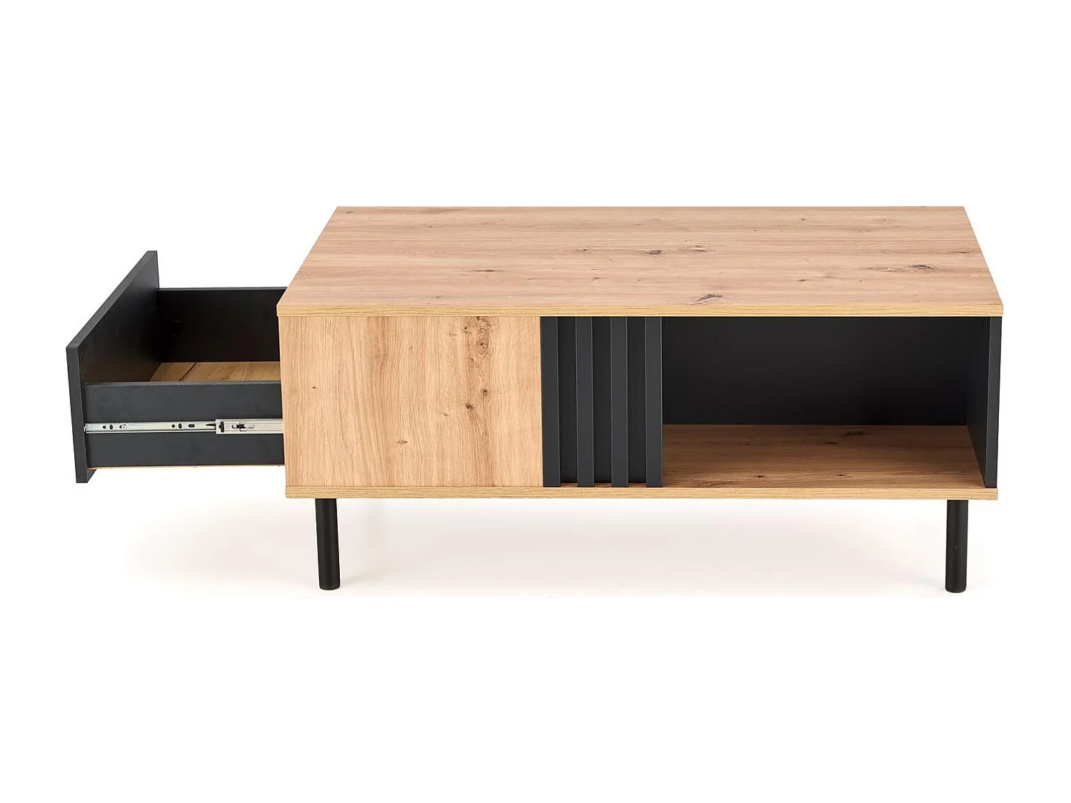 Table basse de style industriel avec tiroir et niche de rangement Marigold