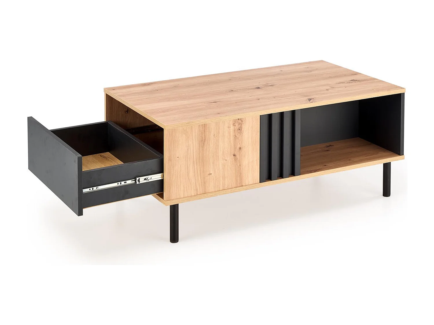 Table basse de style industriel avec tiroir et niche de rangement Marigold