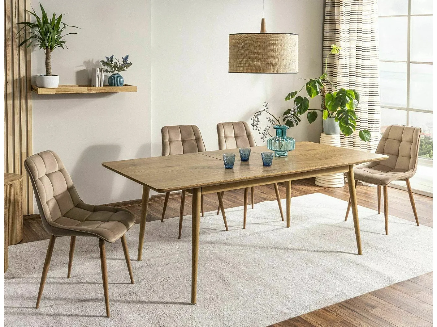 Table de salle à manger extensible 160-200 cm aspect chêne Shadow