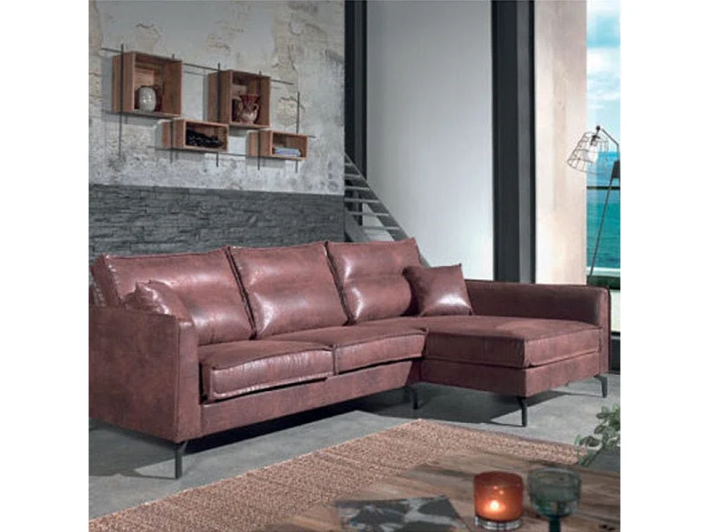 Canapé d'angle droit havane EPIKA