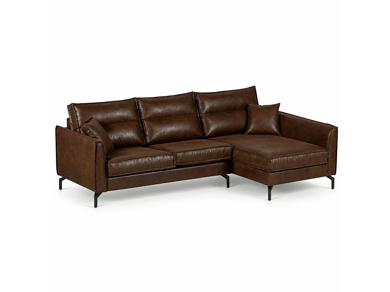 Canapé d'angle 3 places en tissu marron EPIKA