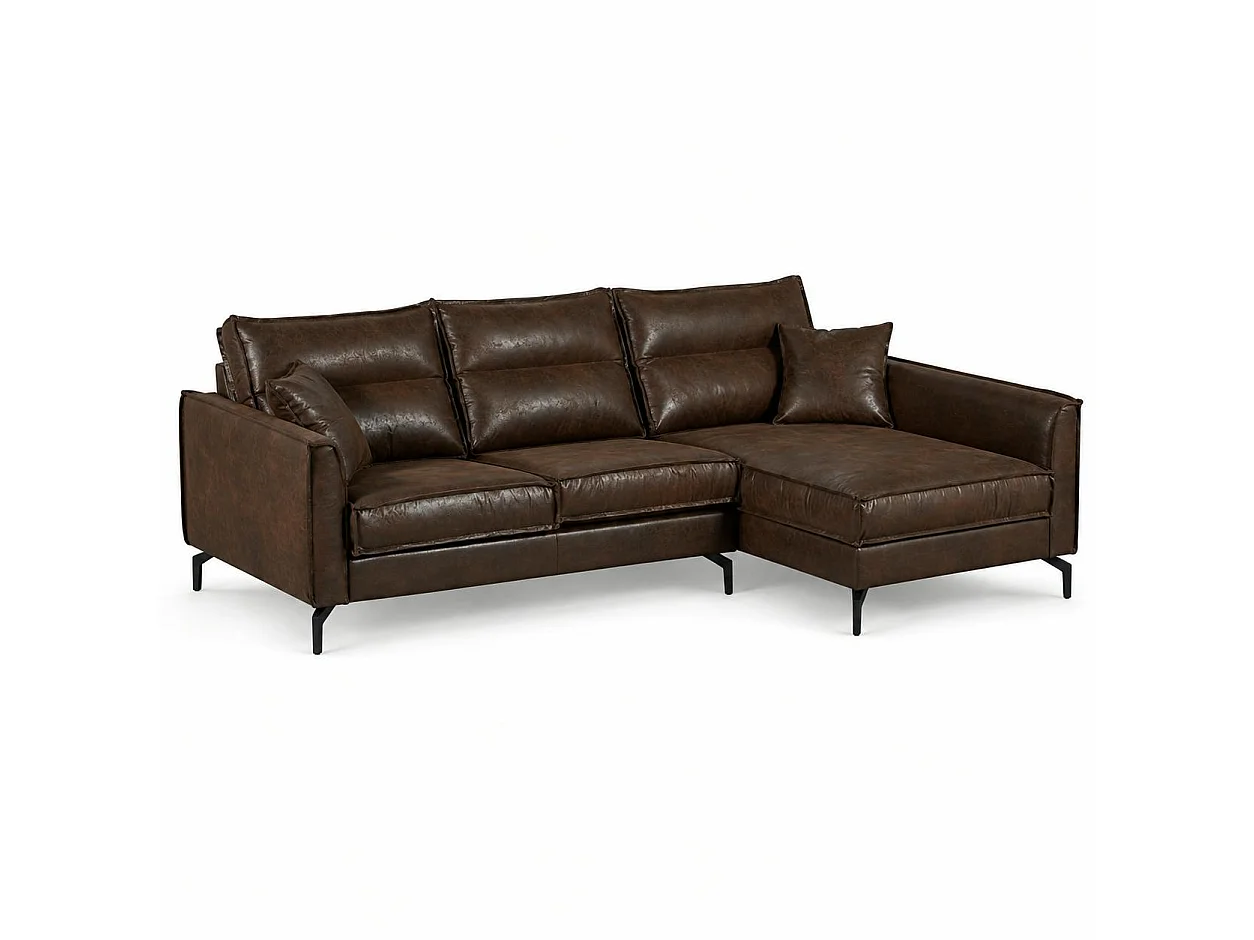 Canapé d'angle 3 places en tissu marron EPIKA