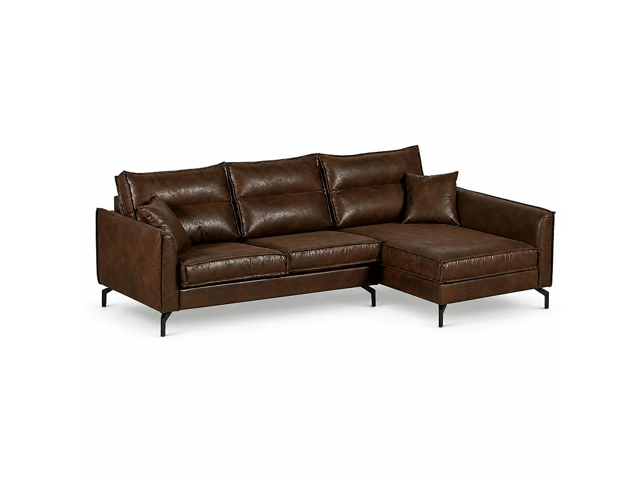 Canapé d'angle 3 places en tissu marron EPIKA