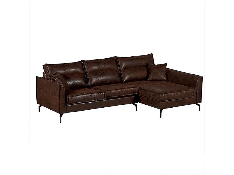 Canapé d'angle droit havane EPIKA