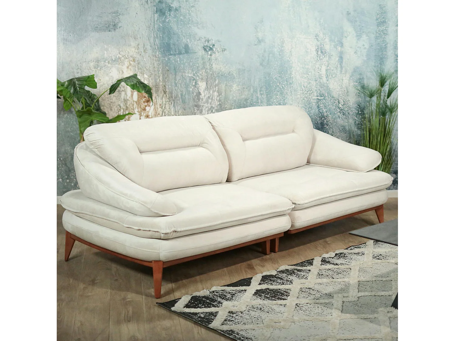 Canapé modulable 3 places blanc crème HOVE