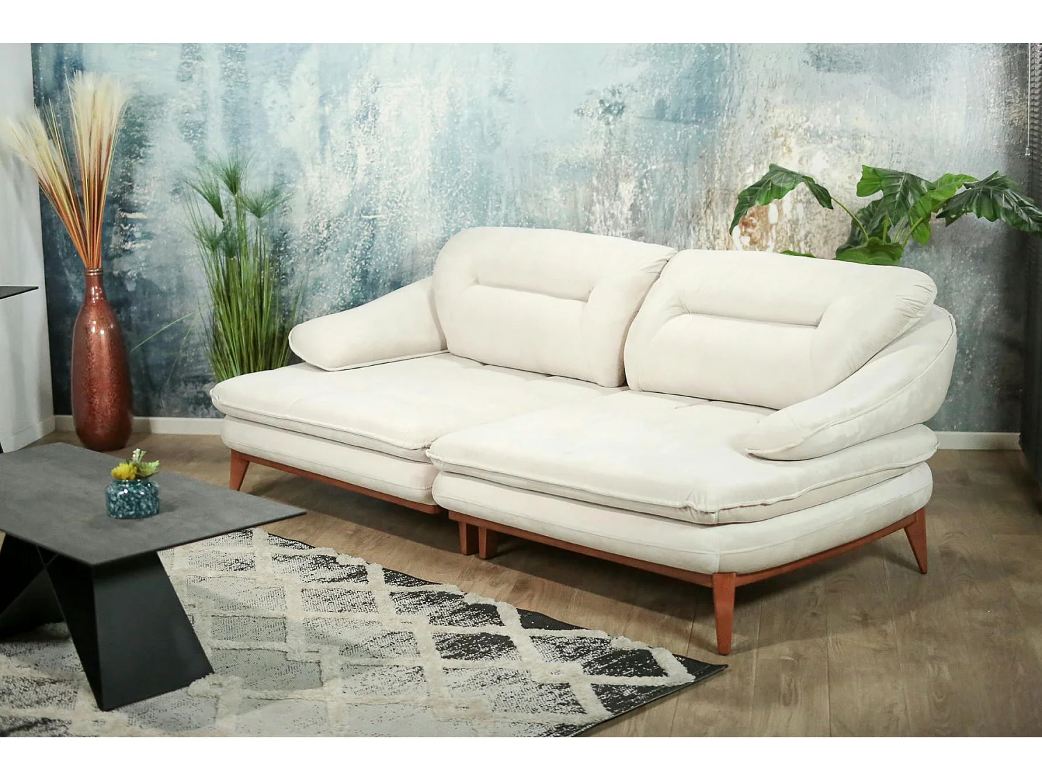 Canapé modulable 3 places blanc crème HOVE